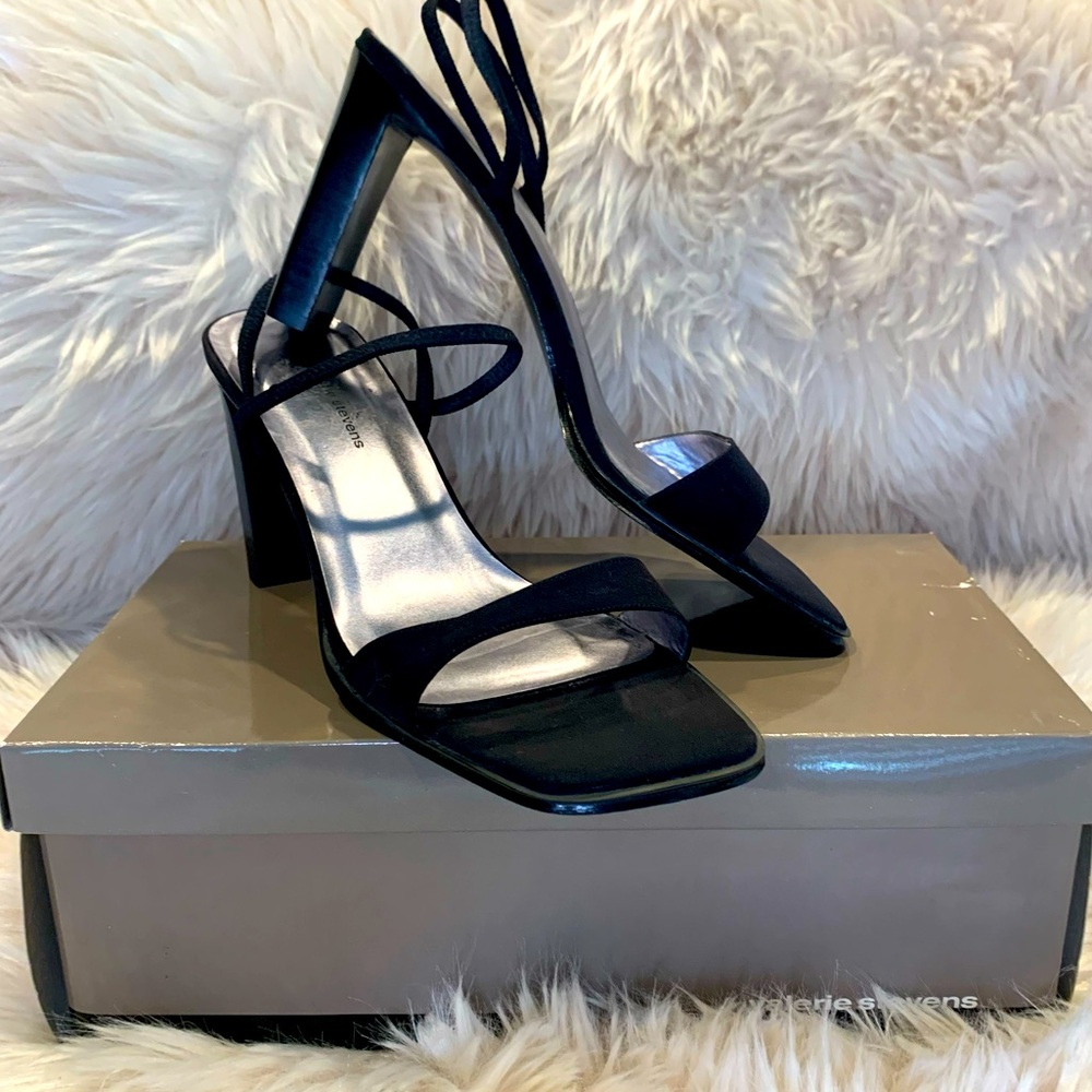 Valerie Stevens Black Strap Heels